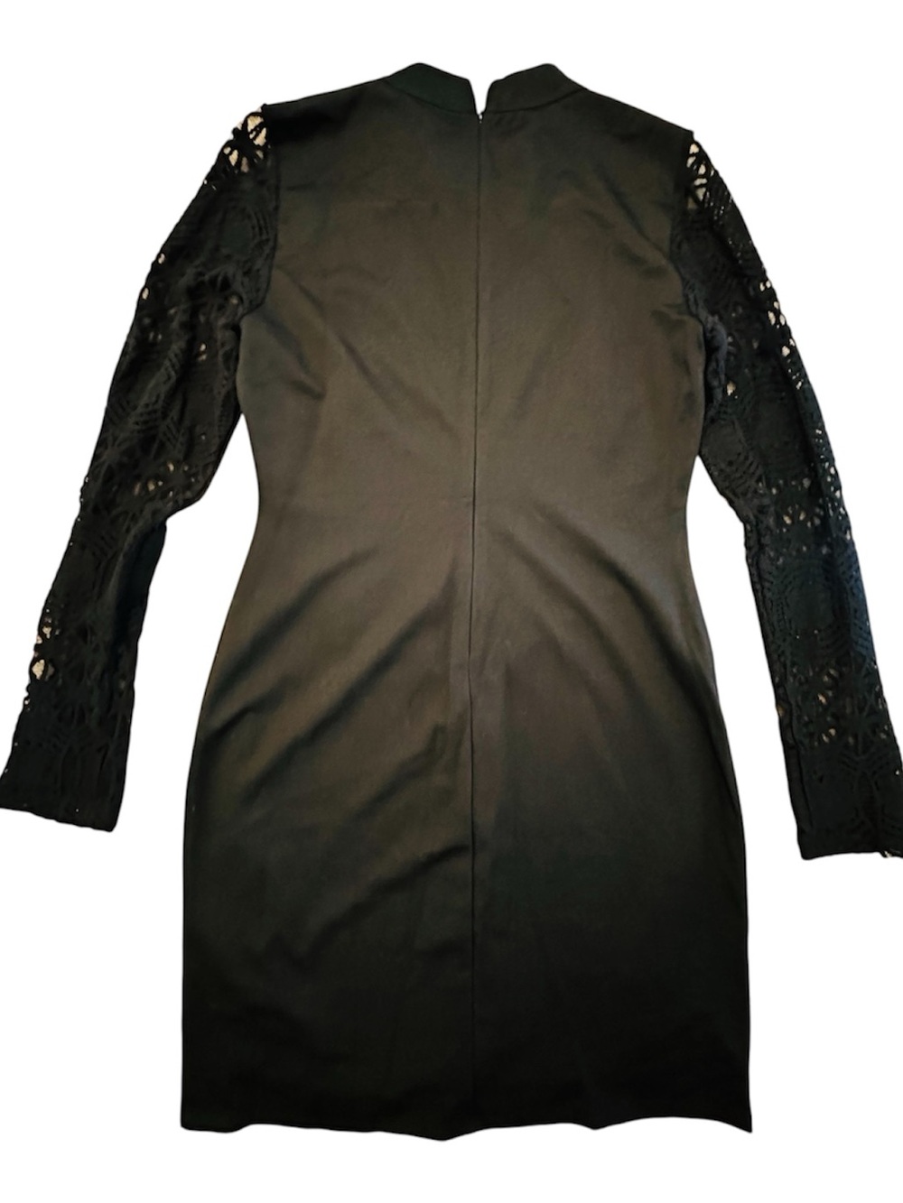 Lulu's Lace Up Your Sleeve Black Lace Long Sleeve Bodycon Dress Mini Women Large - Picture 6 of 12